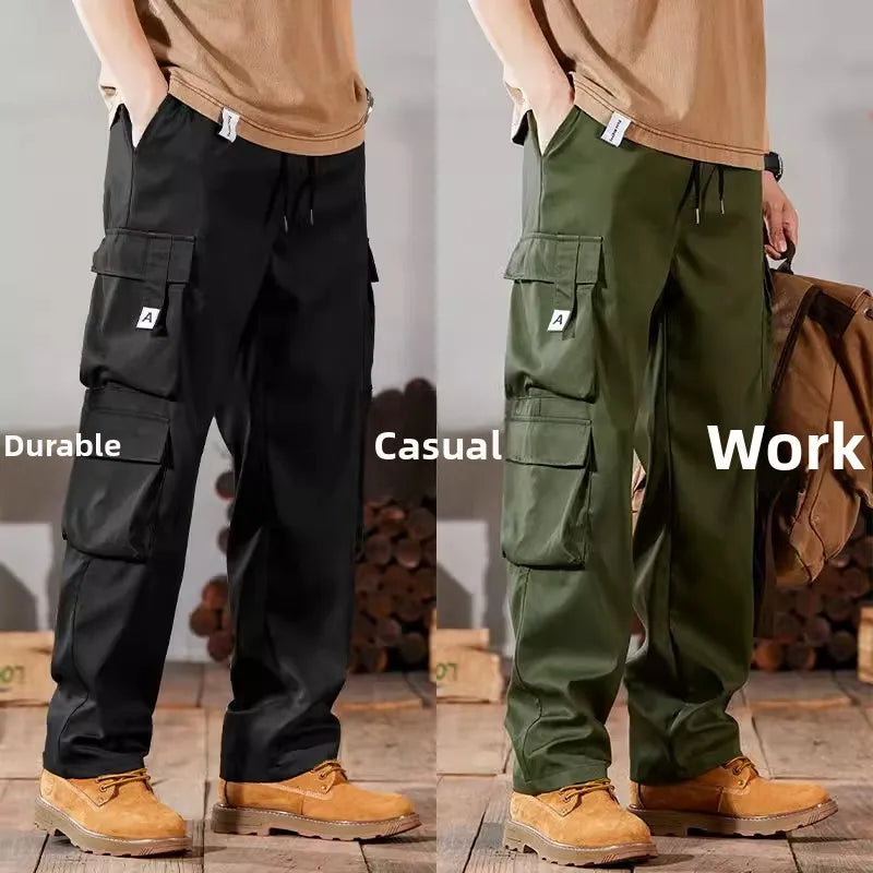 Men's Workwear Pants Large Size Casual Loose Fit Trousers for Construction Wear Summer Wearable Durable Cuffed Pants