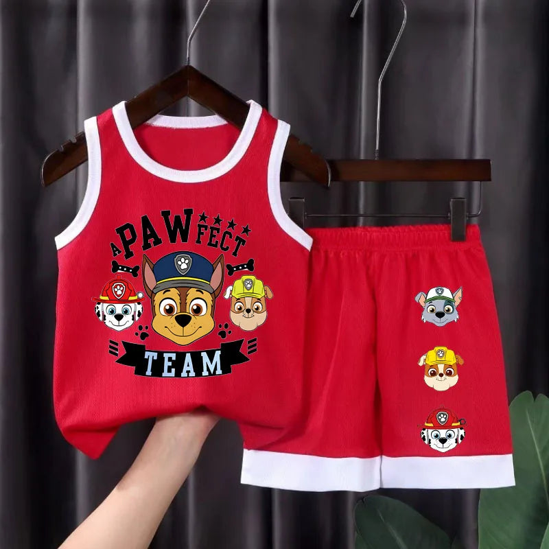 Boys PAW Patrol Mesh Basketball Vest & Shorts Set – Breathable Summer Outfit