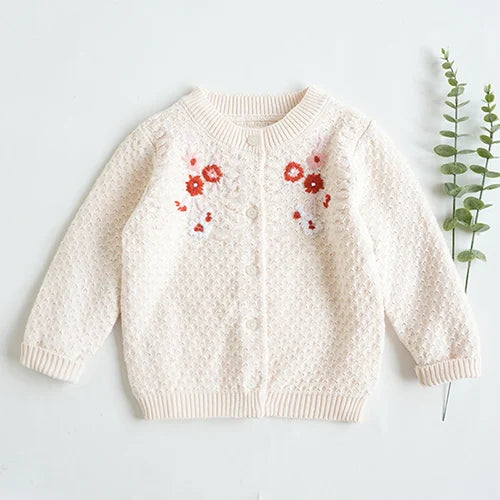 Kids Cartoon Print Knit Cardigan Coat – Casual Long Sleeve Sweater Jacket