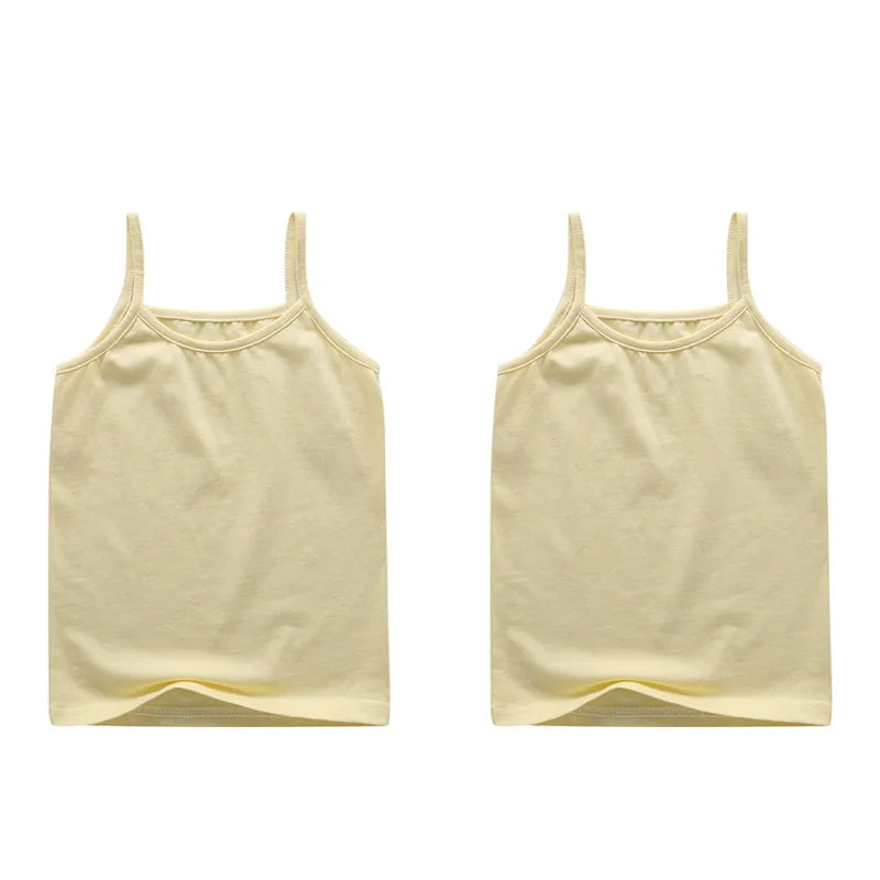 Girls Cotton Colored Tank Top – Soft Camisole Undershirt for Kids