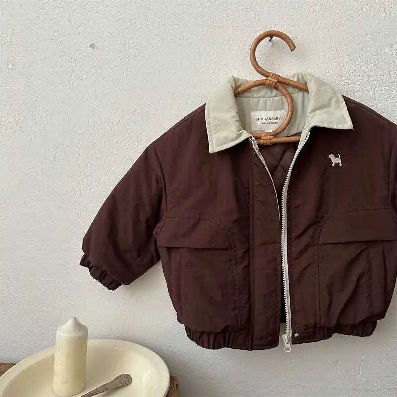 Kids Cartoon Baseball Jacket – Warm Cotton Autumn Outerwear for Boys & Girls