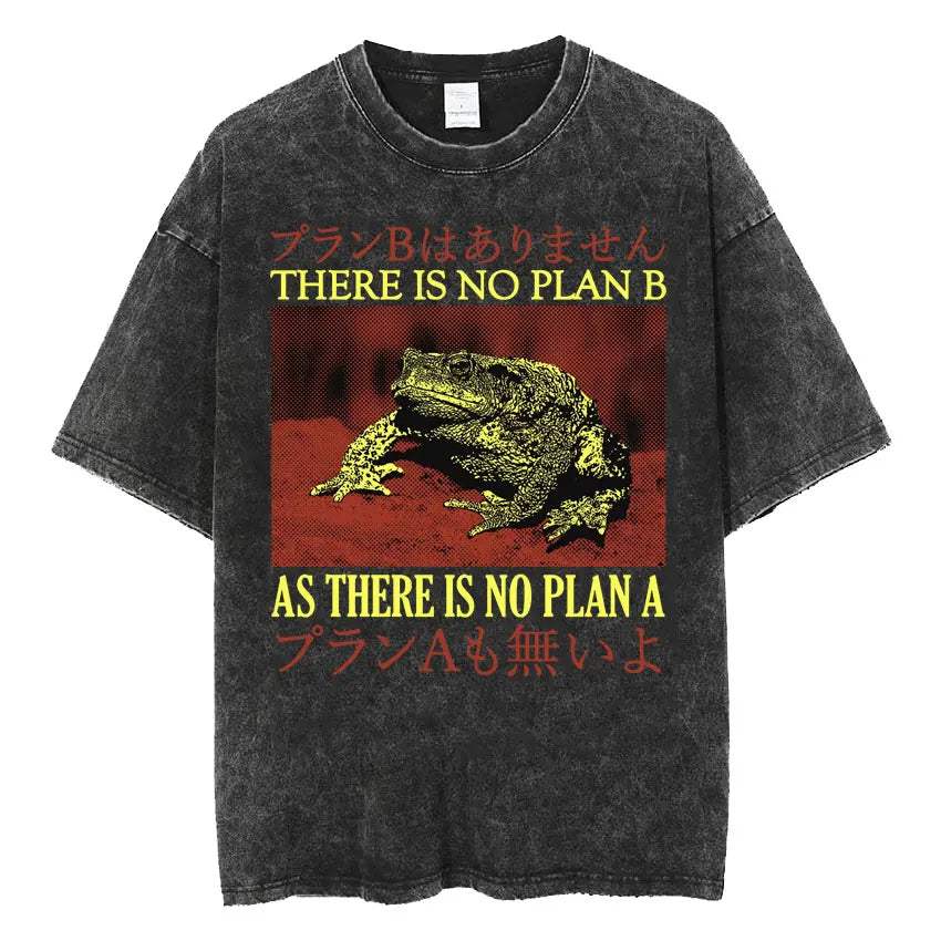 Men's Japanese Frog Retro Washed Oversized T-Shirt – Funny Graphic Streetwear Tee