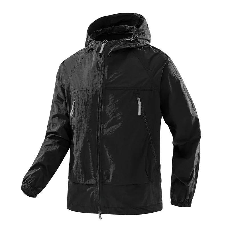 Men's UPF50+ Hooded Windbreaker Jacket – Ultra Light Summer Outdoor Coat