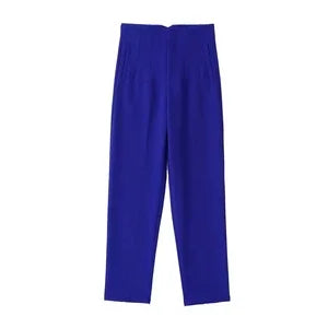 Women's Slim High Waist Pencil Pants – Vintage Solid Color Office Lady Trousers