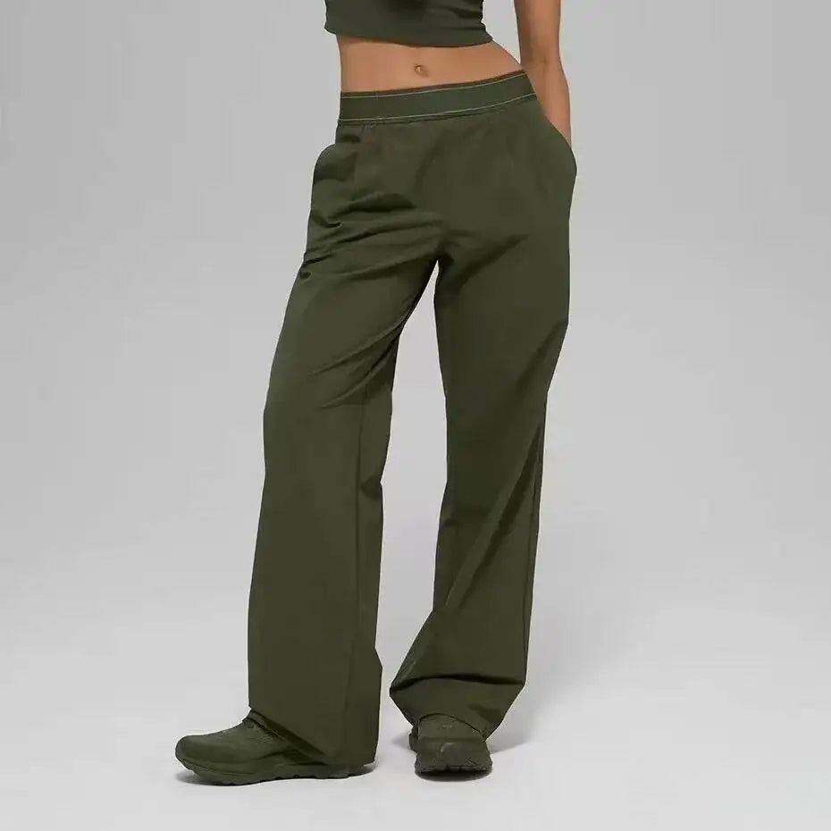 Women's High Waist Wide Leg Yoga Casual Pants – Outdoor Fitness Straight Loose Trousers