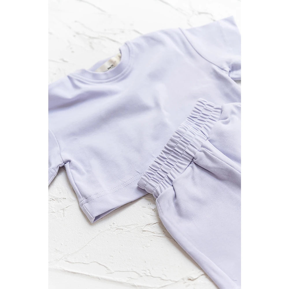 Kids Solid Color T-Shirt & Shorts Summer Set – Soft Casual 2-Piece Outfit