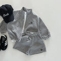 Boys Korean Plaid Sun Coat & Shorts Set – Long Sleeve Zipper 2-Piece Summer Outfit