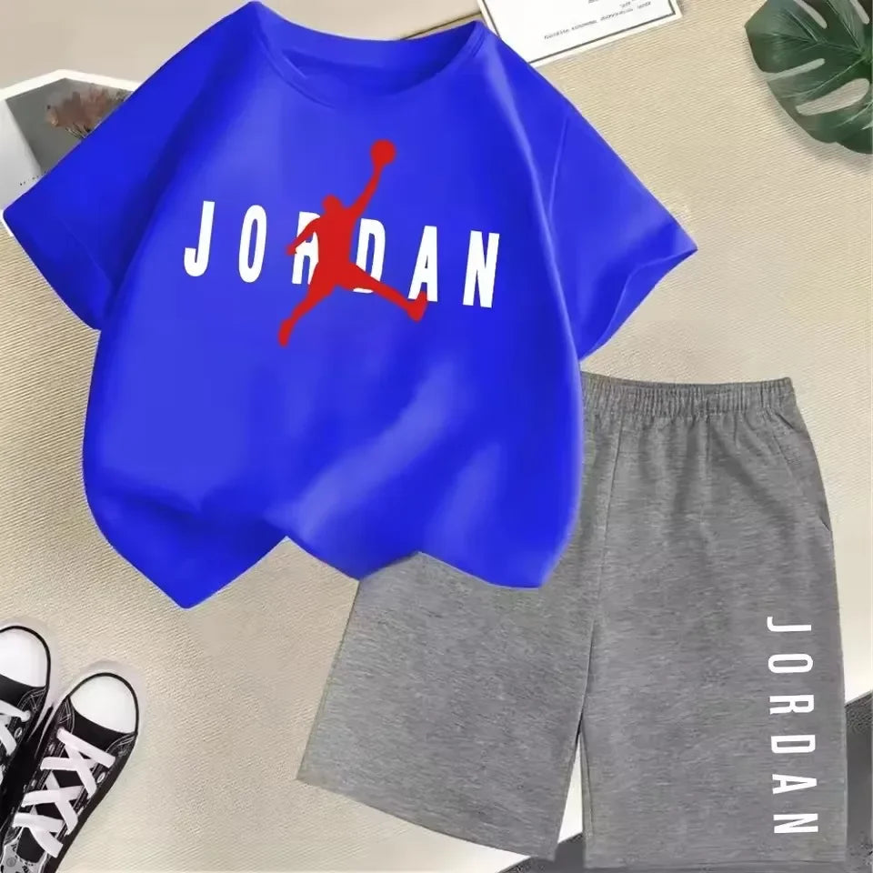 Summer Short Sleeve Children Set Slam Dunk Master Pattern Print Sports T-shirt+Shorts 2pcs Set Kids Boys Girls Fashion Tracksuit