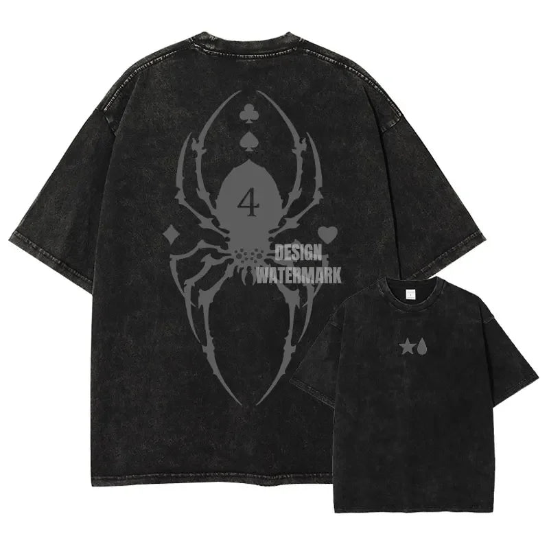 Kurapika T-shirts Vintage Washed Anime Hunter T Shirt Oversize Manga Killua Zoldyck Gon Hisoka Chrollo Tops Tees Men 100% Cotton