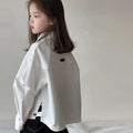 Girls Korean Style Loose White Long Sleeve Shirt – Versatile Casual Blouse