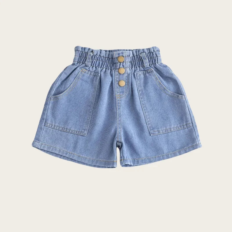 Summer 3-9 Y Kids Girls Short Jeans Children Girls Cotton Denim Shorts Stylish Wear with Elastic Waist and Trendy Designs Pants