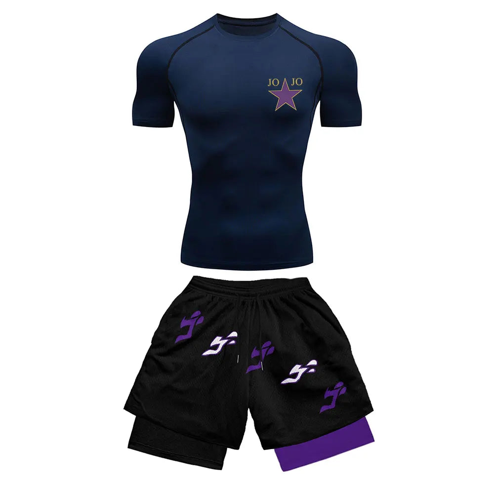 Men's Compression Sports Suit 2-Piece Set – Trendy Athletic Fitness Running Outfit