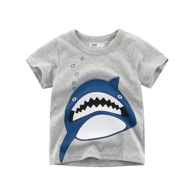 Boys Cartoon Print Short Sleeve T-Shirt – Fun Cotton Kids Tee Ages 2–8