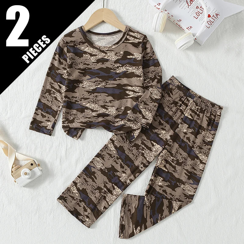 Kids Cute Print Long Sleeve & Pants Home Set – Cozy 2-Piece Autumn Outfit