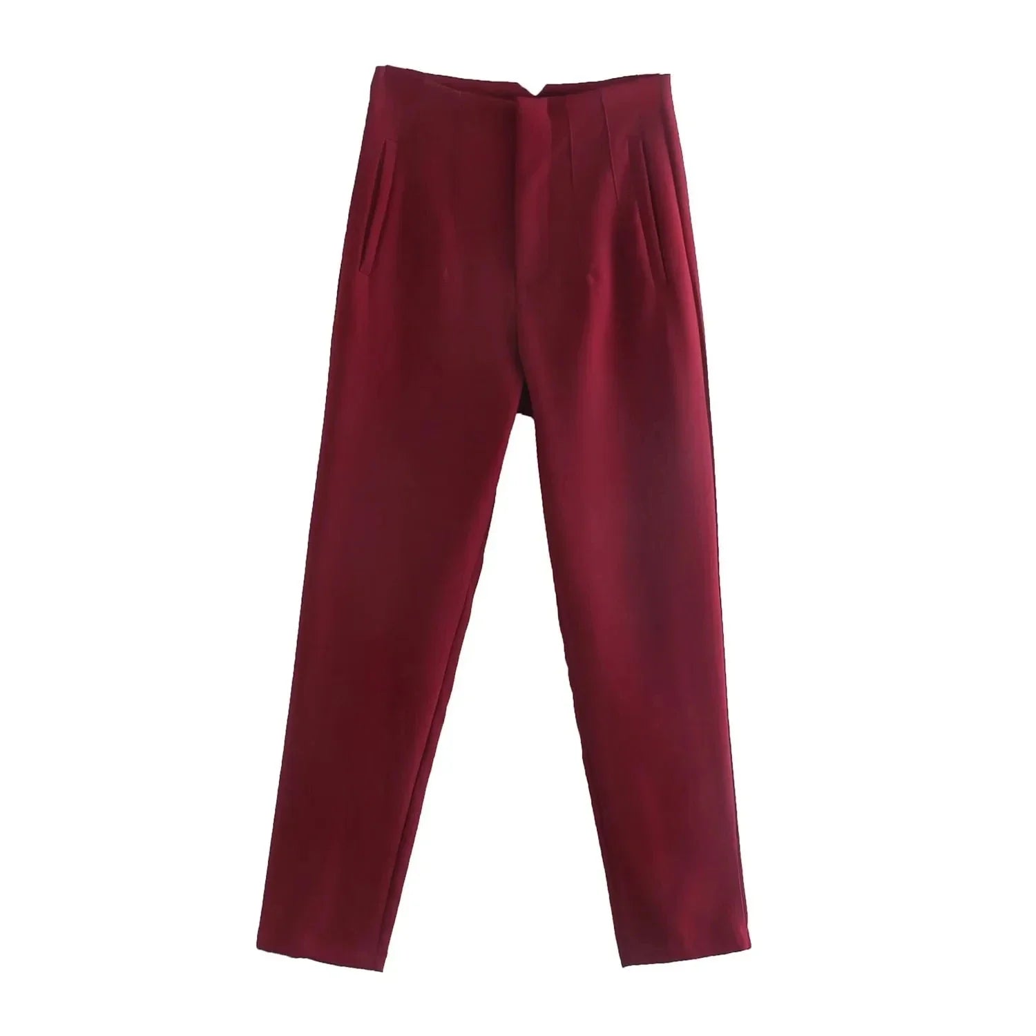 Women's Slim High Waist Pencil Pants – Vintage Solid Color Office Lady Trousers