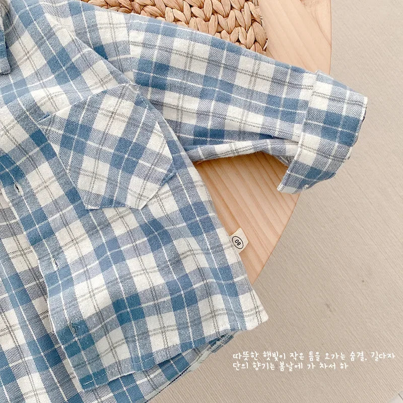 Baby Boy Plaid Long Sleeve Shirt – Soft Cotton Casual Top Ages 1–4