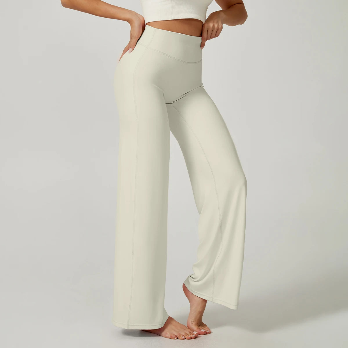 Women's High Waist Wide Leg Flare Lounge Pants – Tummy Control Workout Trousers