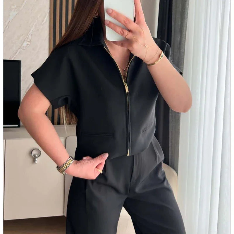 Women's Cropped Short Sleeve Varsity Jacket – Zip-Up Summer Outerwear