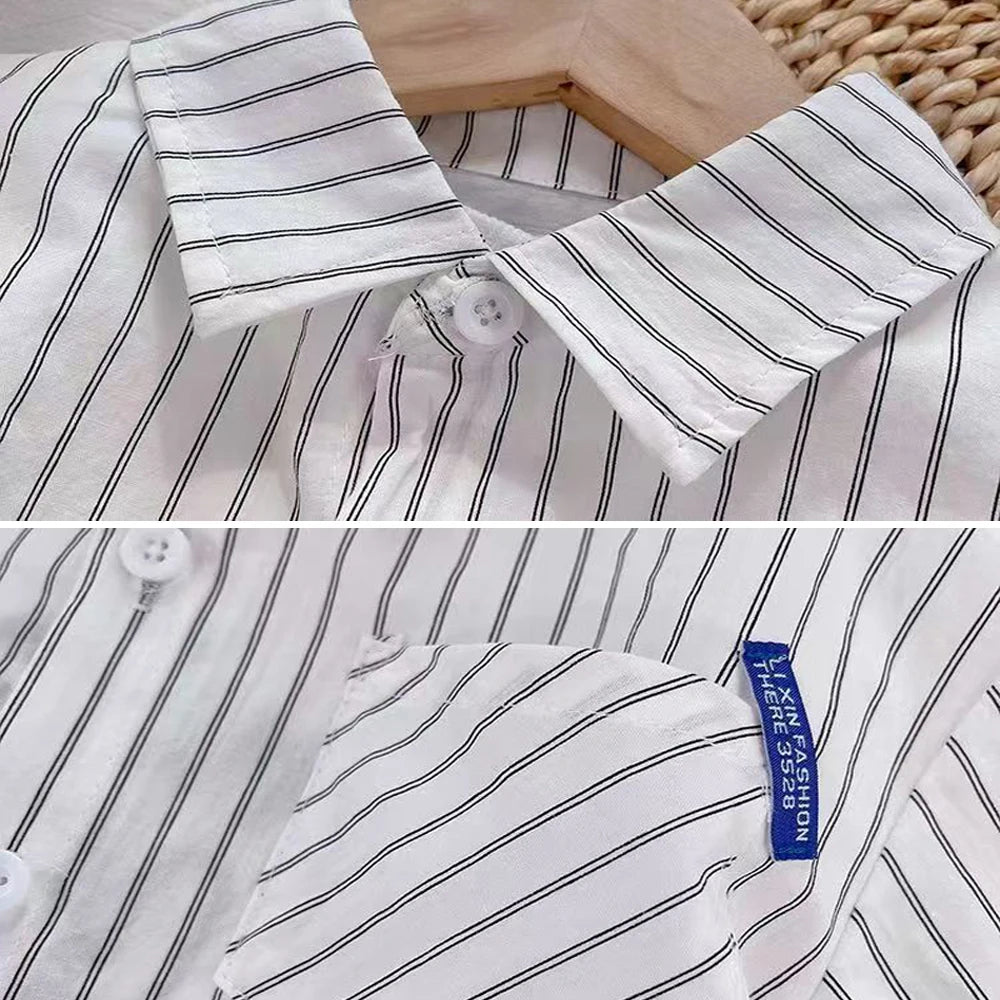 Baby Boys Striped Long Sleeve Shirt – Casual Cotton Kids Top