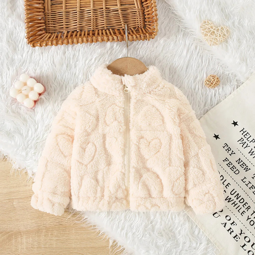 Girls Cute Fur Coat Warm Jacket – Sweet Solid Color Winter Outerwear