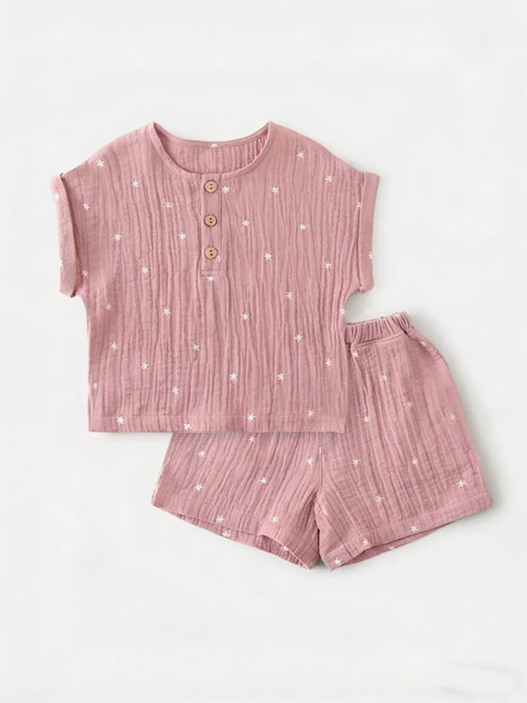 Baby Organic Cotton Top & Shorts Set – Solid Color 2-Piece Summer Outfit Ages 1–6