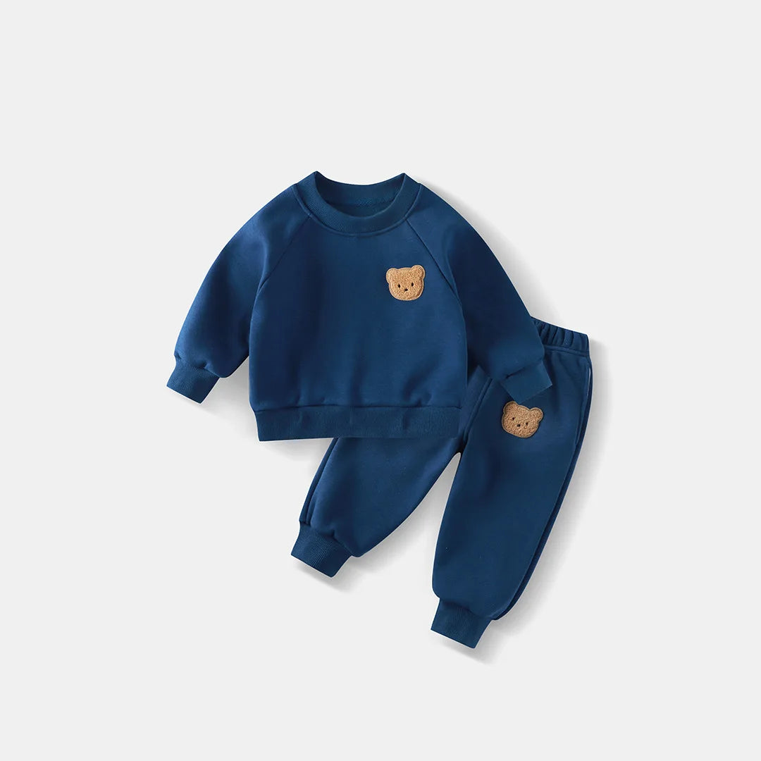 Kids Round Neck Long Sleeve Sweater & Pants Set – Trendy 2-Piece Spring Outfit