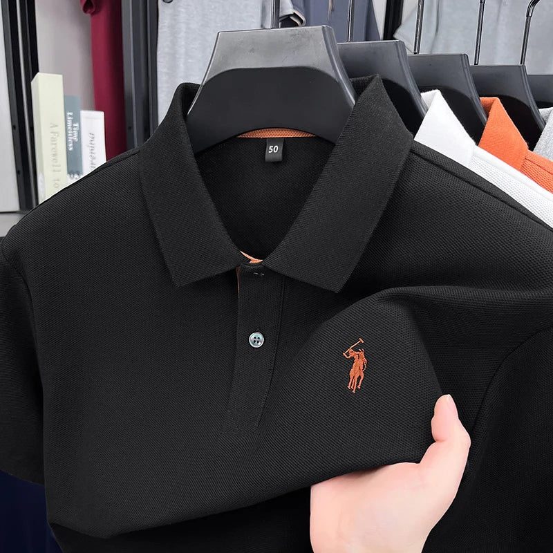 Designer brand pure cotton short sleeve polo shirt men fashion exquisite pony embroidery new summer T-shirt comfort casual top