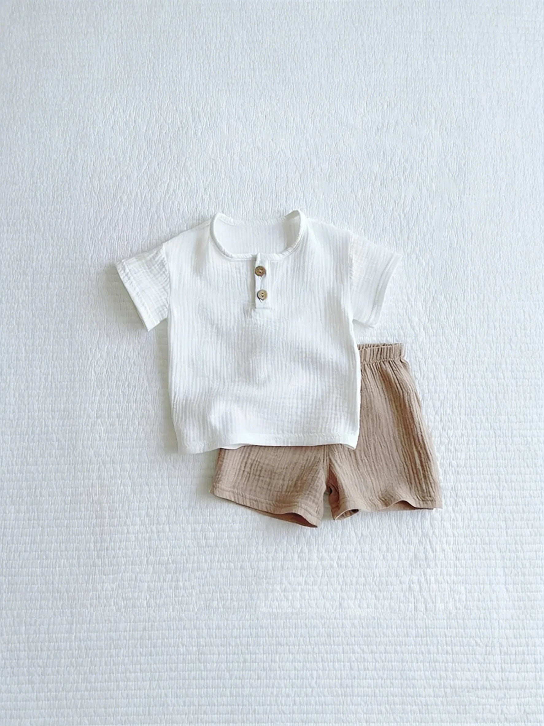 Baby Organic Cotton Top & Shorts Set – Solid Color 2-Piece Summer Outfit Ages 1–6
