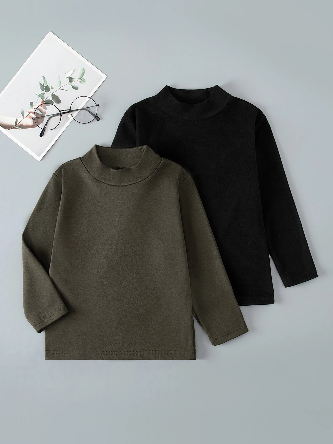 Kids Solid Color Long Sleeve Base Shirt – Soft Casual Layering Top