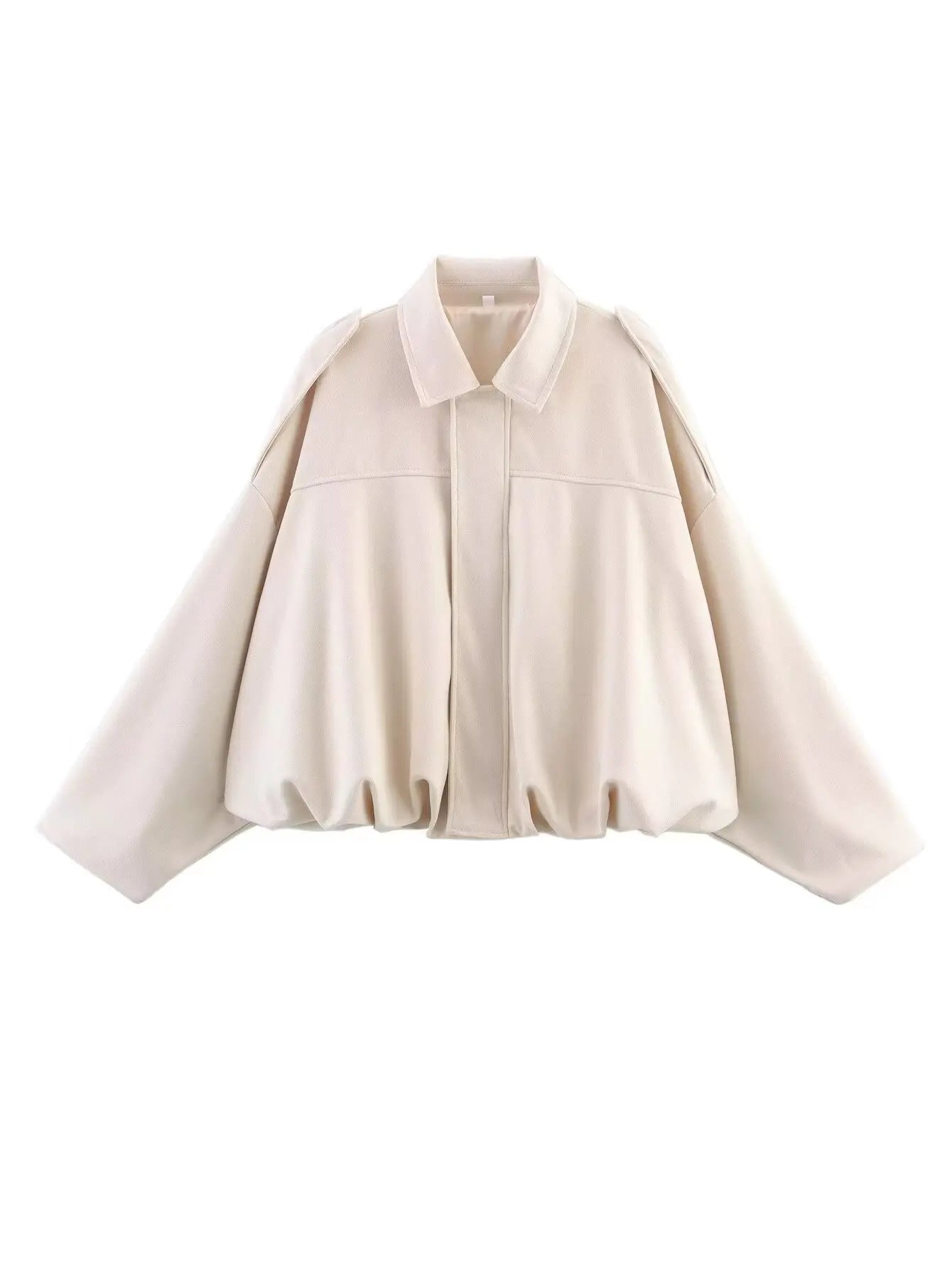 Women's Green Suede Oversize Bomber Jacket – Long Sleeve Zipper Casual Street Coat
