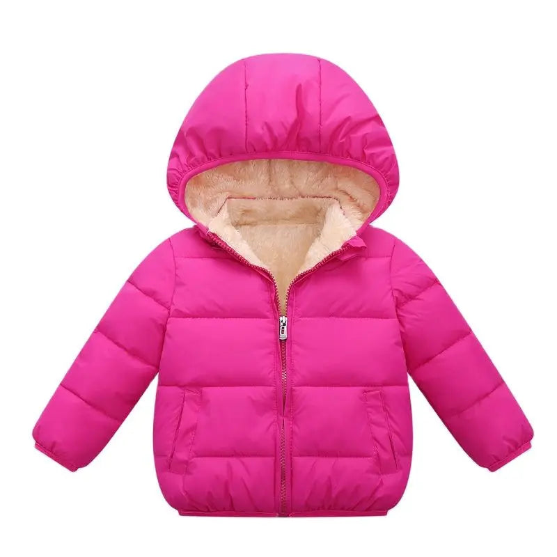 Kids Fur Hooded Plush Thick Winter Coat – Warm Snowsuit Outerwear