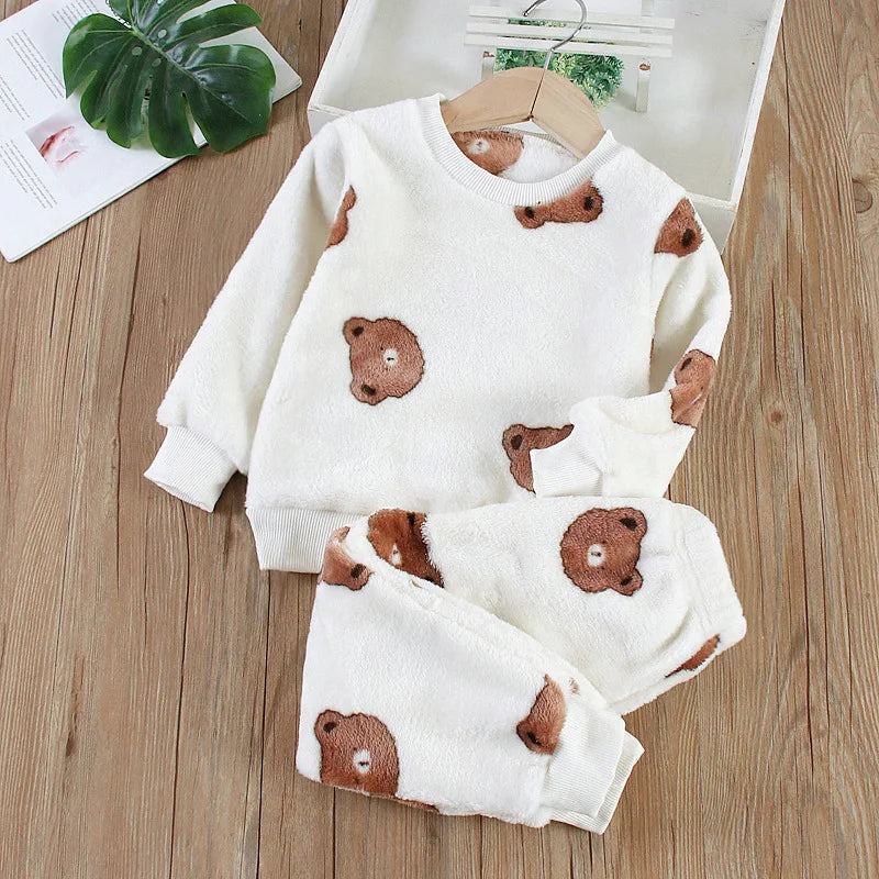 IYEAL Baby Boy Girl Clothes Pajamas Set Flannel Fleece Toddler Children Warm Sleepwear Kids Home Suit Pyjamas Nightwear 1-7Years