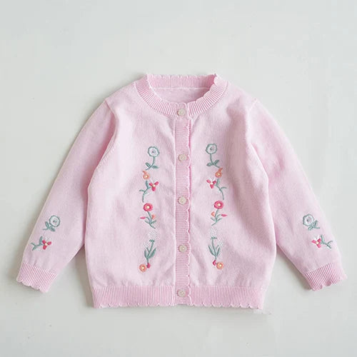 Kids Cartoon Print Knit Cardigan Coat – Casual Long Sleeve Sweater Jacket