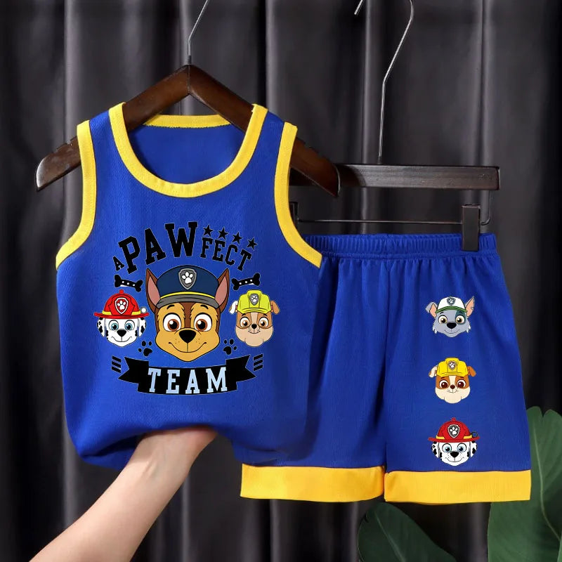 Boys PAW Patrol Mesh Basketball Vest & Shorts Set – Breathable Summer Outfit