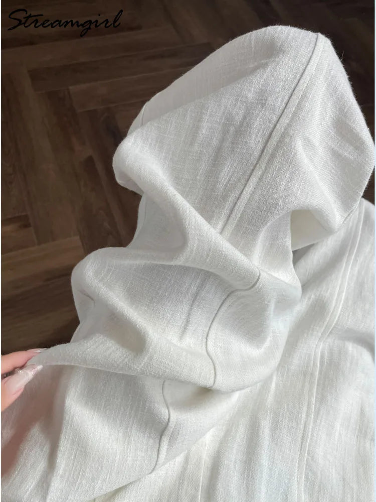 Women's White Cotton High Waist Wide Leg Office Pants – Formal Straight Leg Trousers