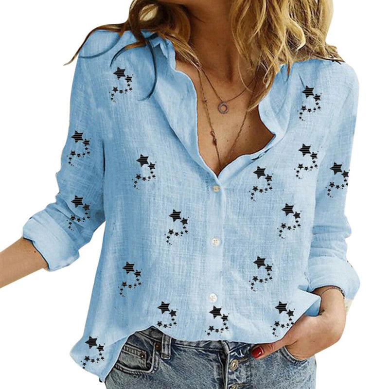 Women's Loose Oversized Button Lapel Cardigan Shirt – Long Sleeve Casual Tunic Blouse