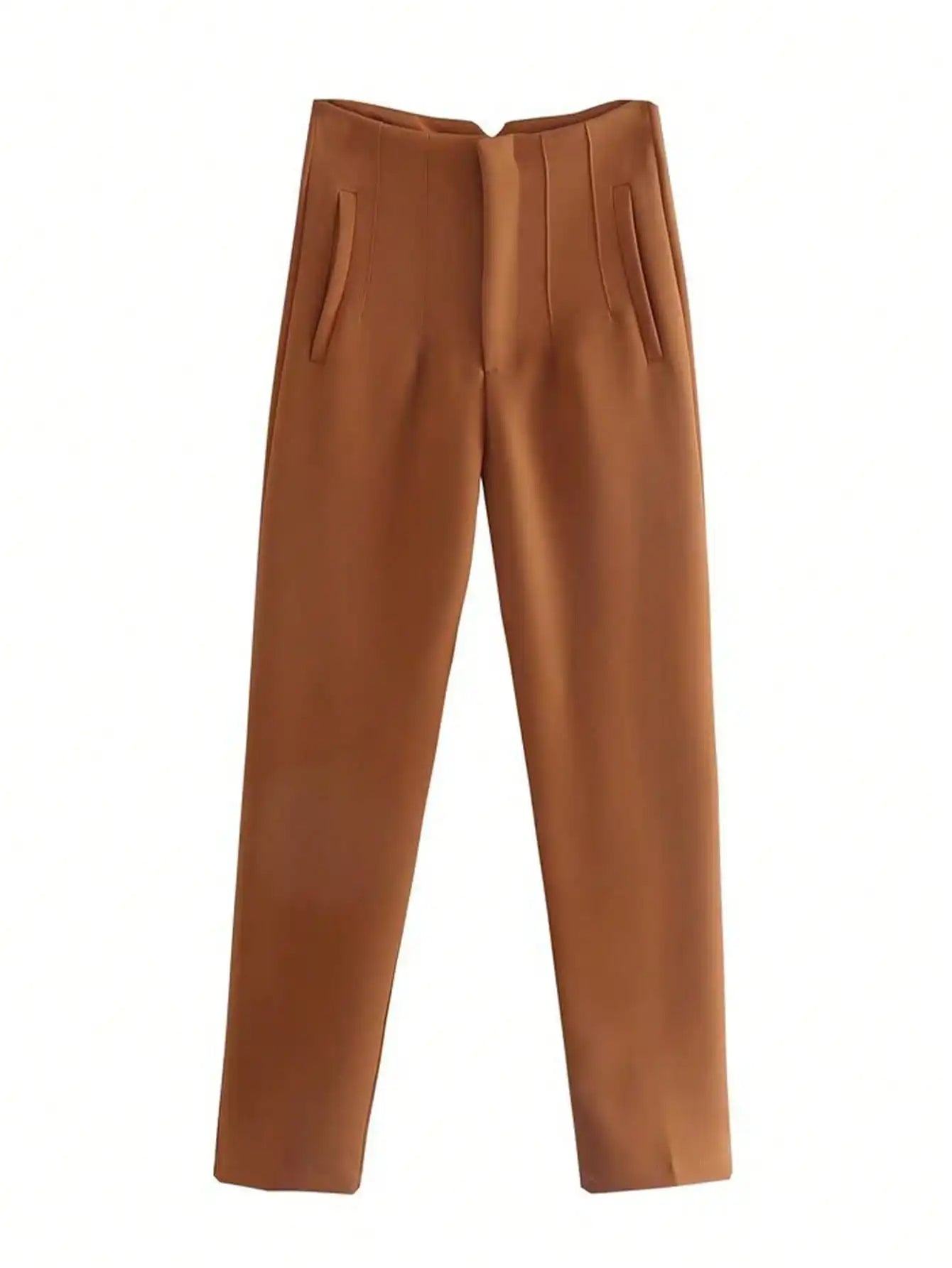 Women's Slim High Waist Pencil Pants – Vintage Solid Color Office Lady Trousers