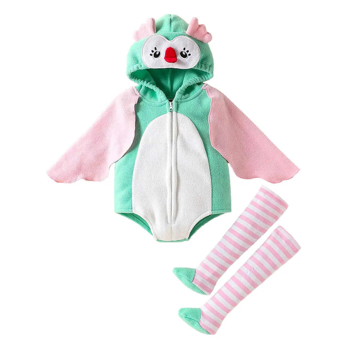New Designer Cartoon Clothing Zip-up Hooded Romper + Stockings Baby Boy Clothes Baby Girl Casual Sets