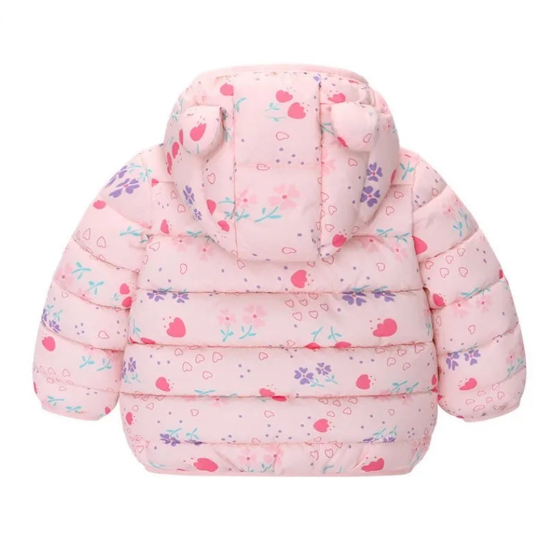 Kids Cartoon Dinosaur Hooded Warm Jacket – Lightweight Winter Outerwear Ages 0–5