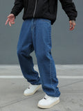 Men's Cotton Baggy Y2K Jeans – Elastic Waist Wide Leg Loose Denim Trousers