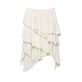 KONDALA Holiday Chic Ruffles Long Skirts Women Mid Waist Zipper Irregular Skirts Fashion 2026 Spring Summer Vacation Beach Skirt