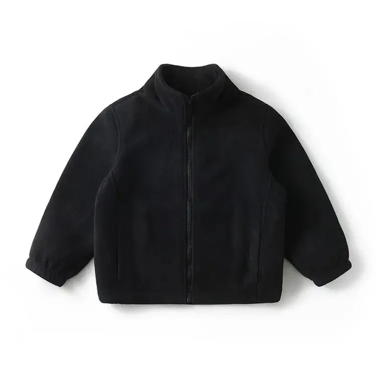 Kids Hooded Double Fleece Zip Jacket – Windproof Warm Coat Ages 2–14
