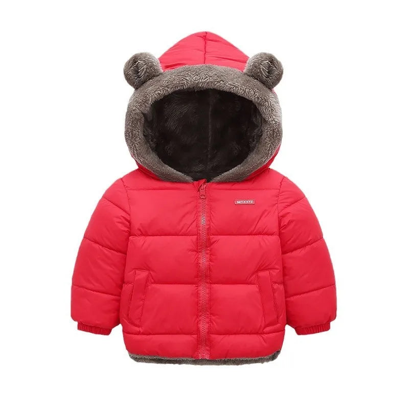 Kids Thick Cashmere Hooded Fleece Coat – Warm Cotton-Padded Winter Jacket Ages 2–6