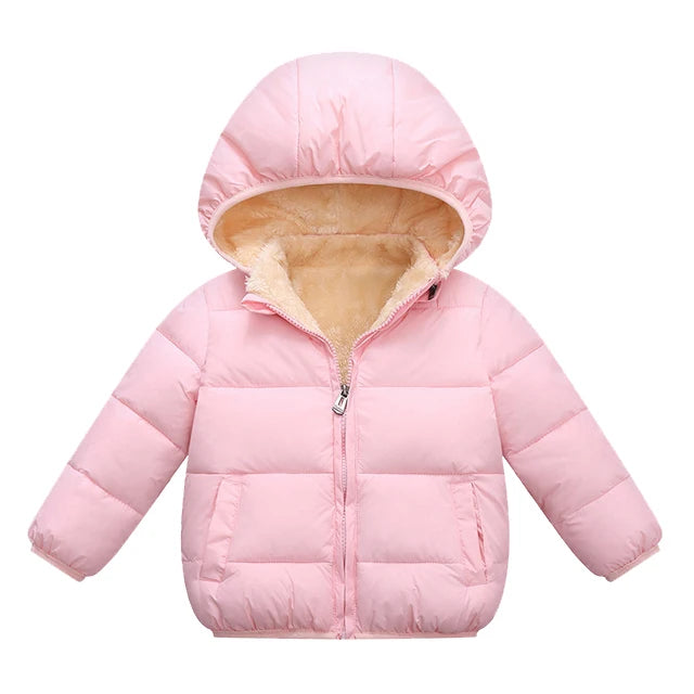 Kids Fur Hooded Plush Thick Winter Coat – Warm Snowsuit Outerwear