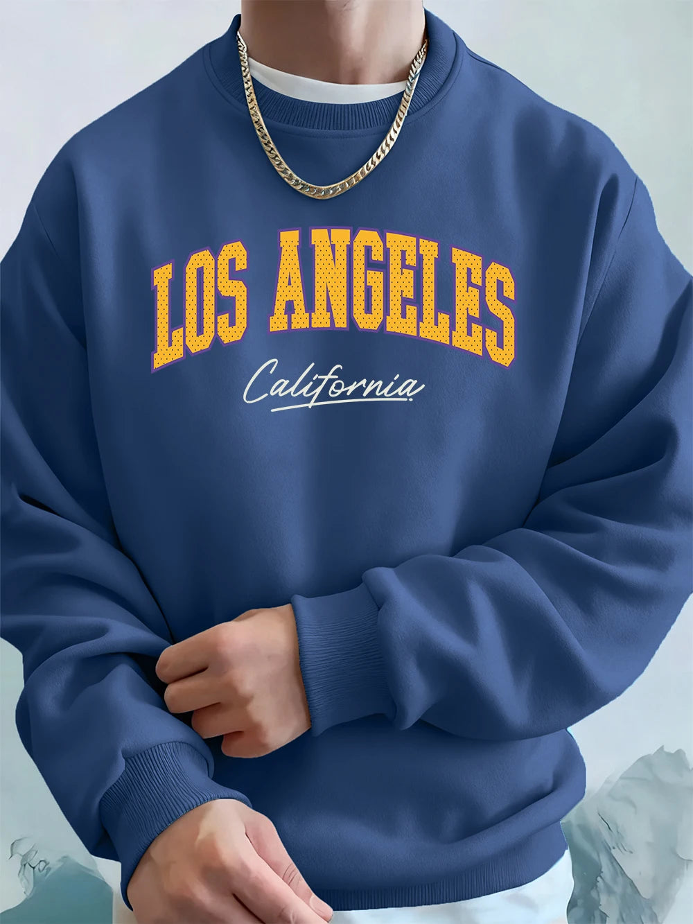 California Letter Creative Print Men'S Sweatshirts Winter Loose Hoodies Sports Crewneck Fleece Warm Pullovers Basics Men Clothes
