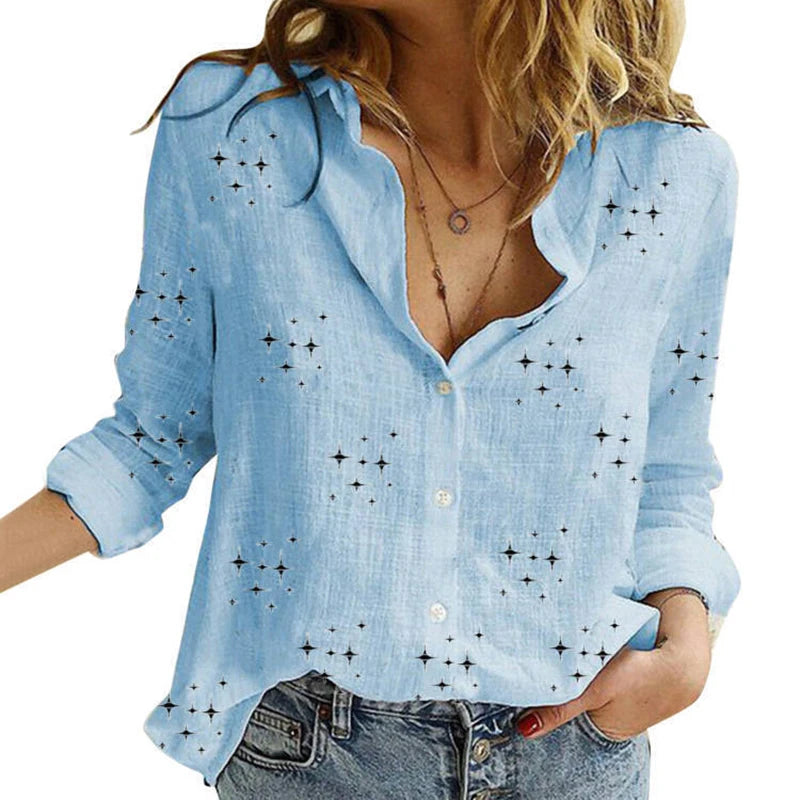 Women's Loose Oversized Button Lapel Cardigan Shirt – Long Sleeve Casual Tunic Blouse