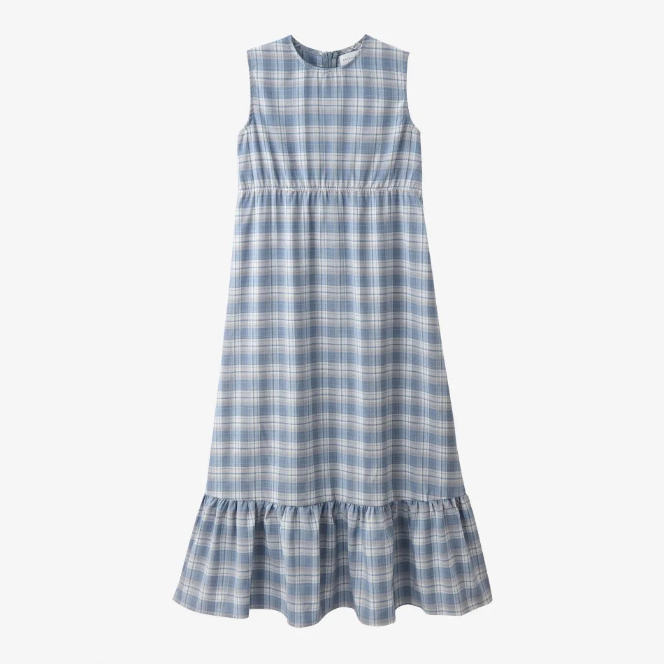Teen Girls Blue Knit Cardigan & Plaid Maxi Dress Set – Holiday 2-Piece Look