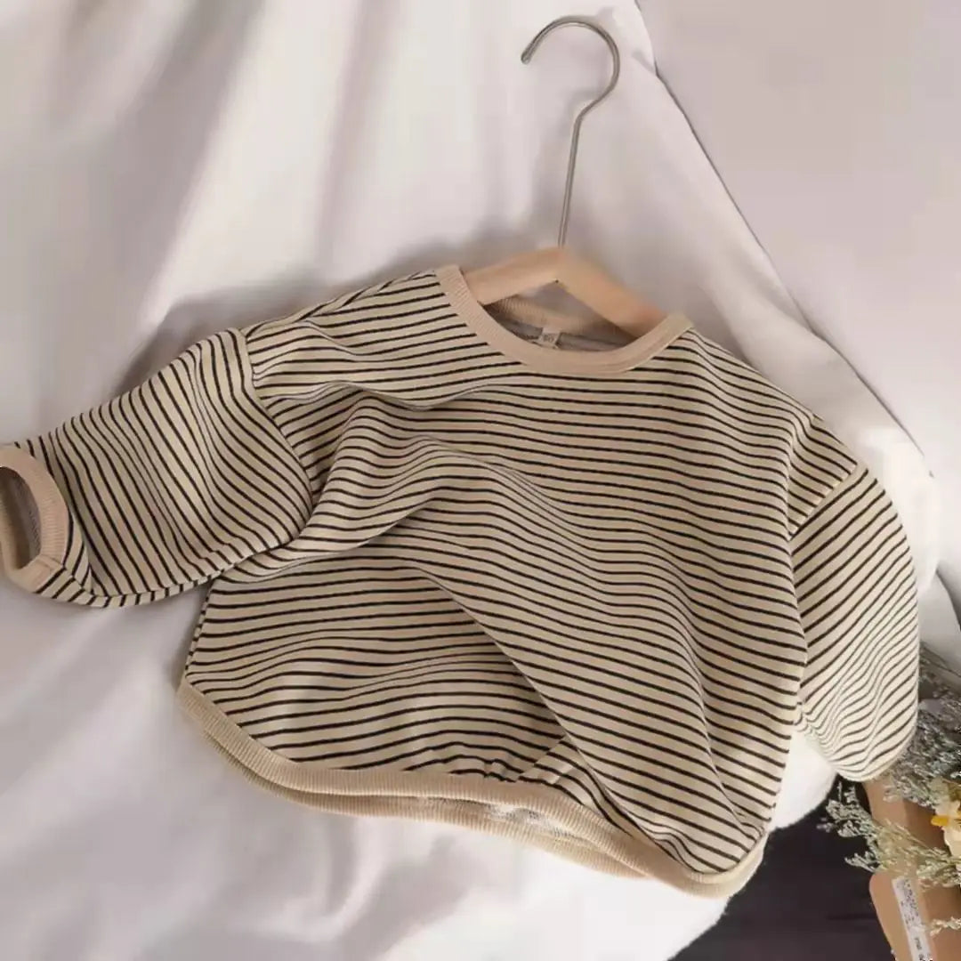 Kids Striped Long Sleeve T-Shirt – Soft Cotton Casual Toddler Top
