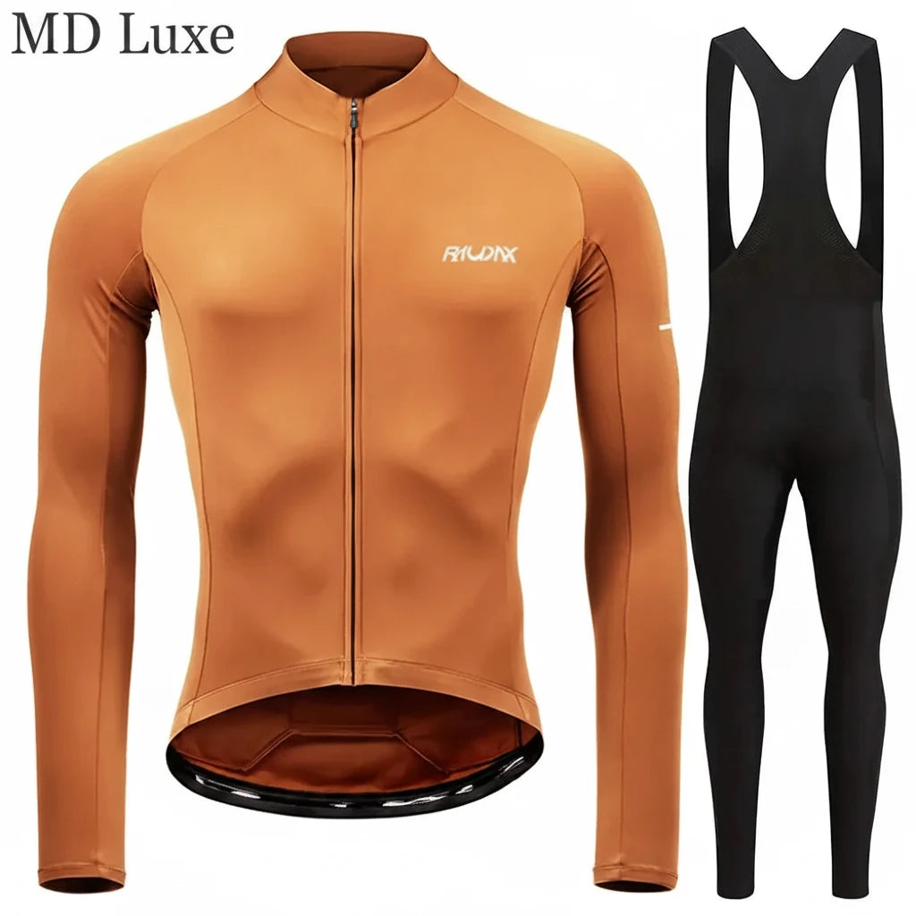 RAUDAX 2024 Man's Winter Cycling Clothing Long Sleeves Thermal Fleece Cycling Jersey Set Outdoor Keep Warm Road Bike Sportswear