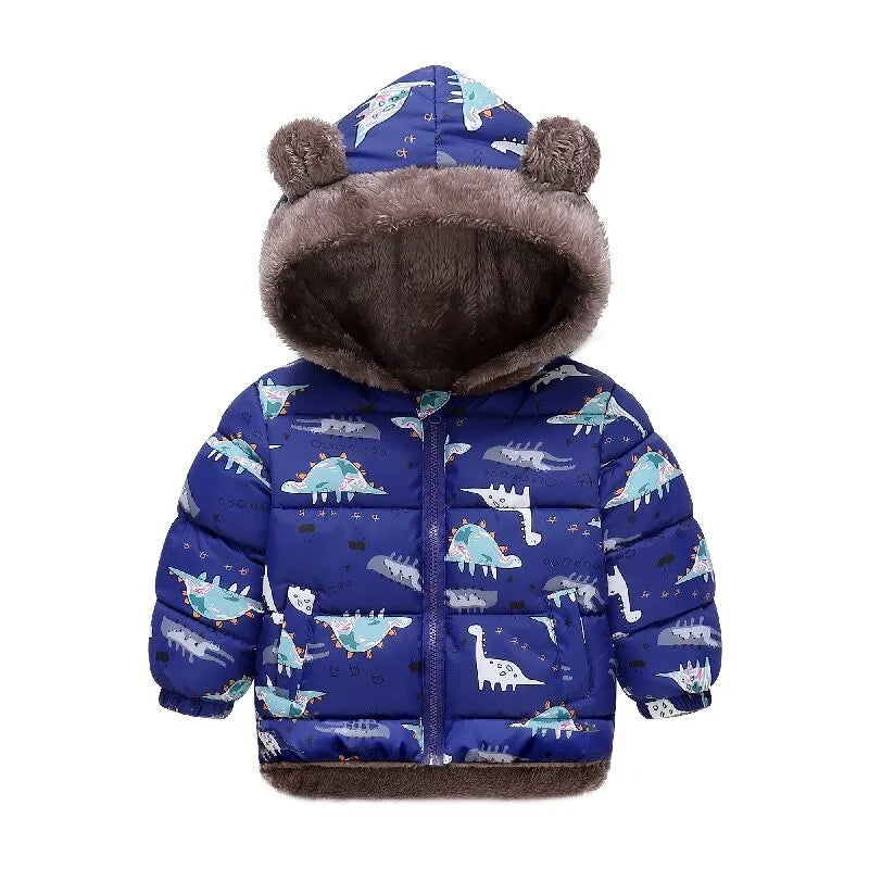 Kids Thick Cashmere Hooded Fleece Coat – Warm Cotton-Padded Winter Jacket Ages 2–6